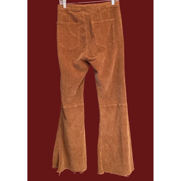 Buddy Love Brown Corduroy Bell Bottom Pants Boho Retro 70s Festival Flare - Picture 3 of 5